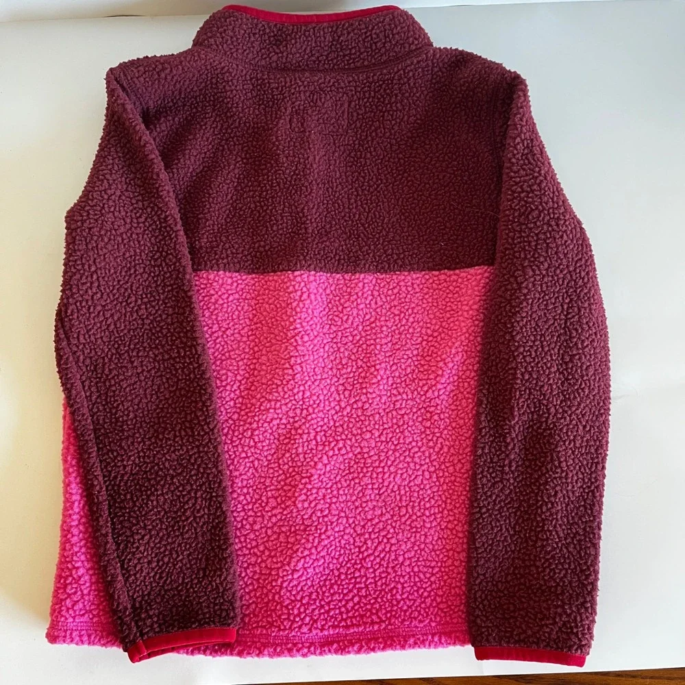 OshKosh Bgosh Girls Sherpa Fleece Jacket Burgundy Pink Heart Full Zip Size 8 8A